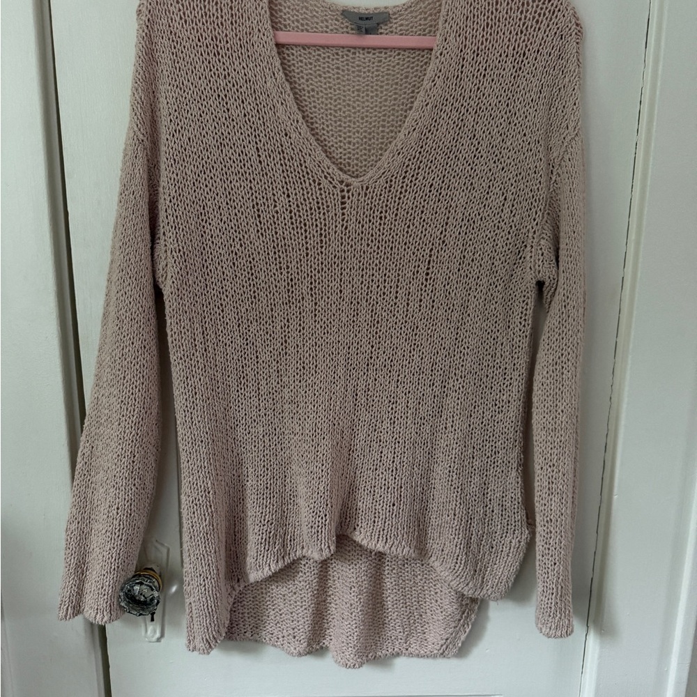 Helmut Lang Italian Yarn Open-Knit Sweater Taupe Size L